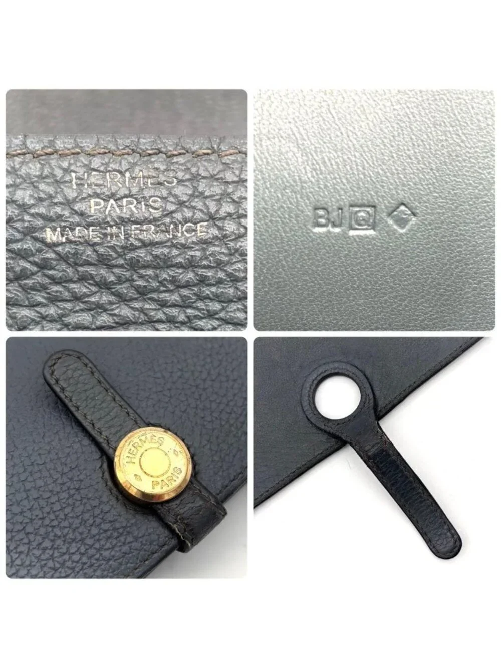 Hermes Dogon GM Togo Wallet Gray Silver Leather